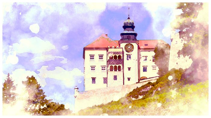 Pieskowa Skała obrazek akwarela